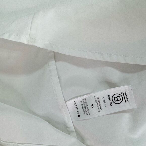 Athleta Top Womens 1X Shirt White Pullover V Neck Oversized Comfort AThletic - Picture 7 of 7